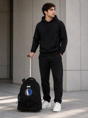 Glenco Black Backpack with Branded Luggage Tag